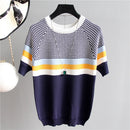 Blusa De Manga Tricô Listrada