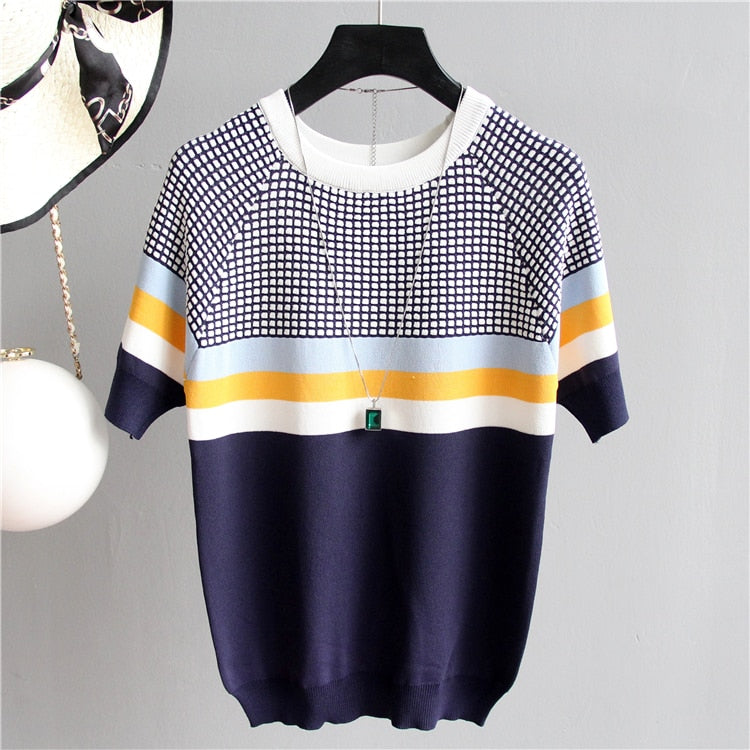 Blusa De Manga Tricô Listrada
