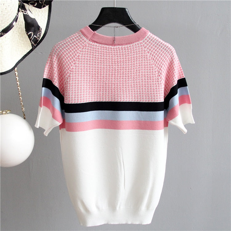 Blusa De Manga Tricô Listrada