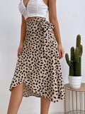 Saia Midi Estampada Transpassada
