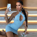 Vestido Curto Decote Cruz Franzido