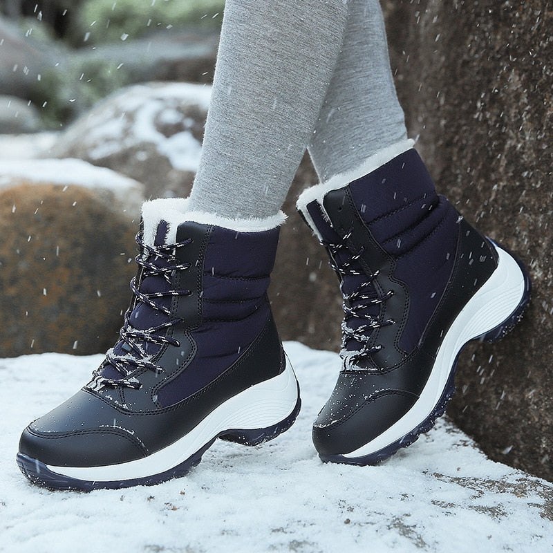 Bota De Inverno Impermeável Com Cadarço