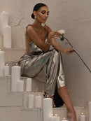 Vestido Max Longo Metalizado