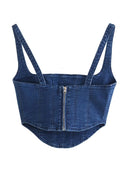 Top Cropped Jeans Com Zíper