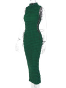 Vestido Cristal Gola Alta Verde