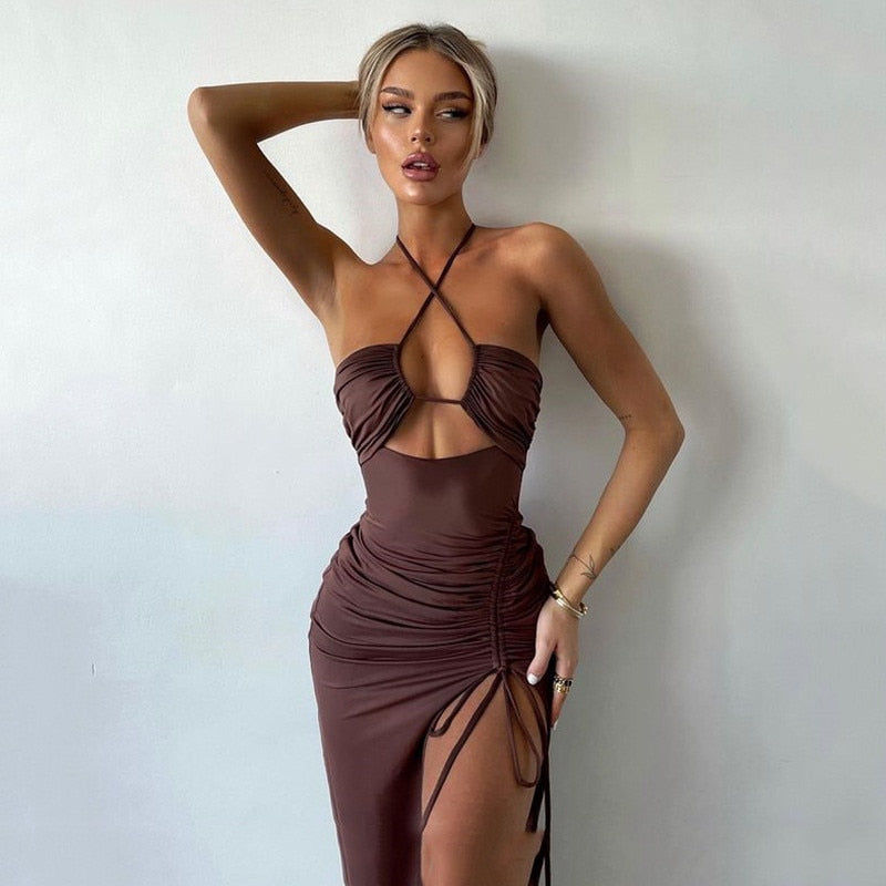 Vestido Longo Com Fenda Lateral