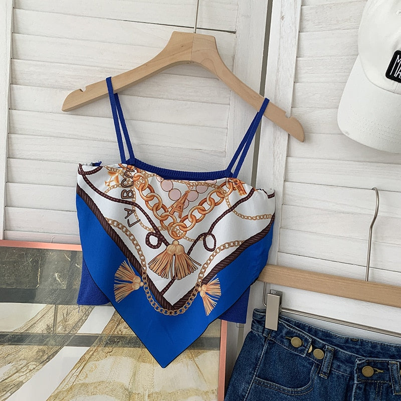 Top Cropped Lenço Estampado