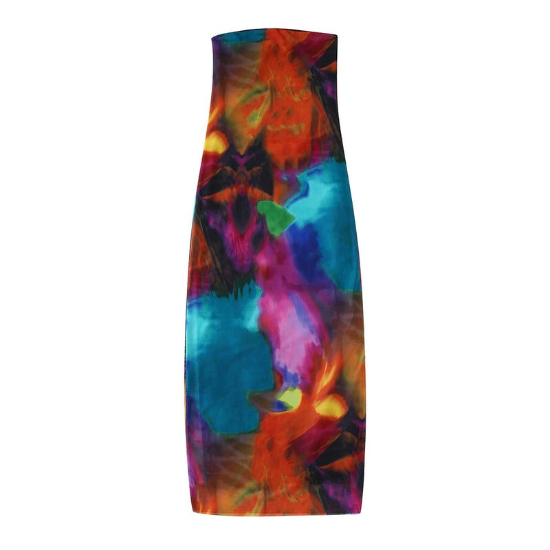 Vestido Longo Estampado de Tule