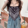 Top Cropped Lenço Estampado