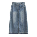 Saia Jeans Longa Com Fenda