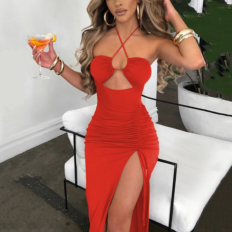 Vestido Longo Com Fenda Lateral