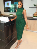 Vestido Cristal Gola Alta Verde