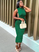 Vestido Cristal Gola Alta Verde