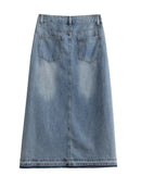 Saia Jeans Longa Com Fenda